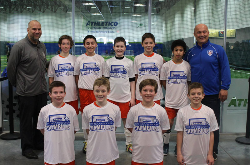 Competitive Youth Soccer Leagues artwork with Athletico Physical Therapy identity