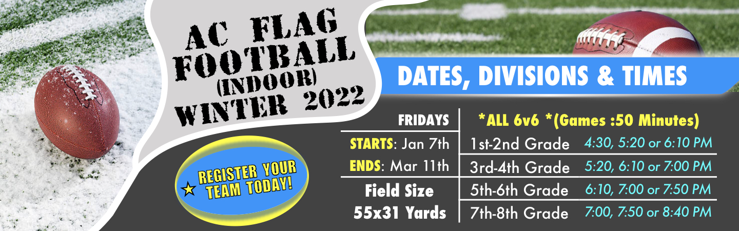 Historical Athletico Center flag football season schedule artwork